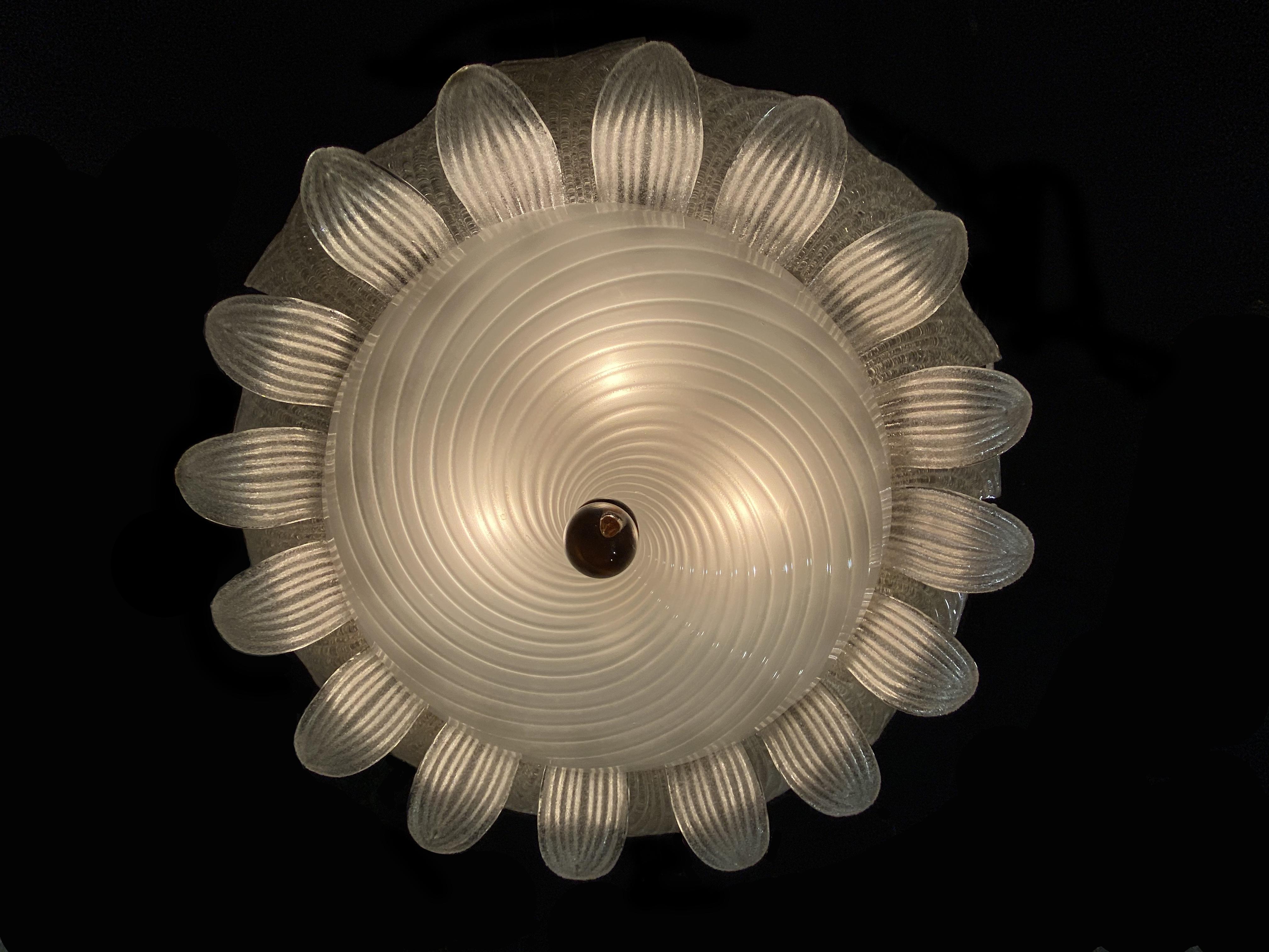 Italian Quuen Flushmount by Barovier & Toso, Murano, 1980 For Sale 8