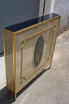 Italian Radiator Cover Midcentury in Perforated Iron Parts in Pure Gold, 1950s