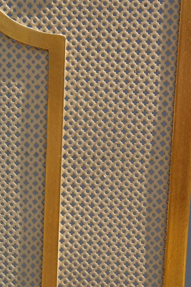 Mid-Century Modern Italian Radiator Cover Midcentury in Perforated Iron Parts in Pure Gold, 1950s
