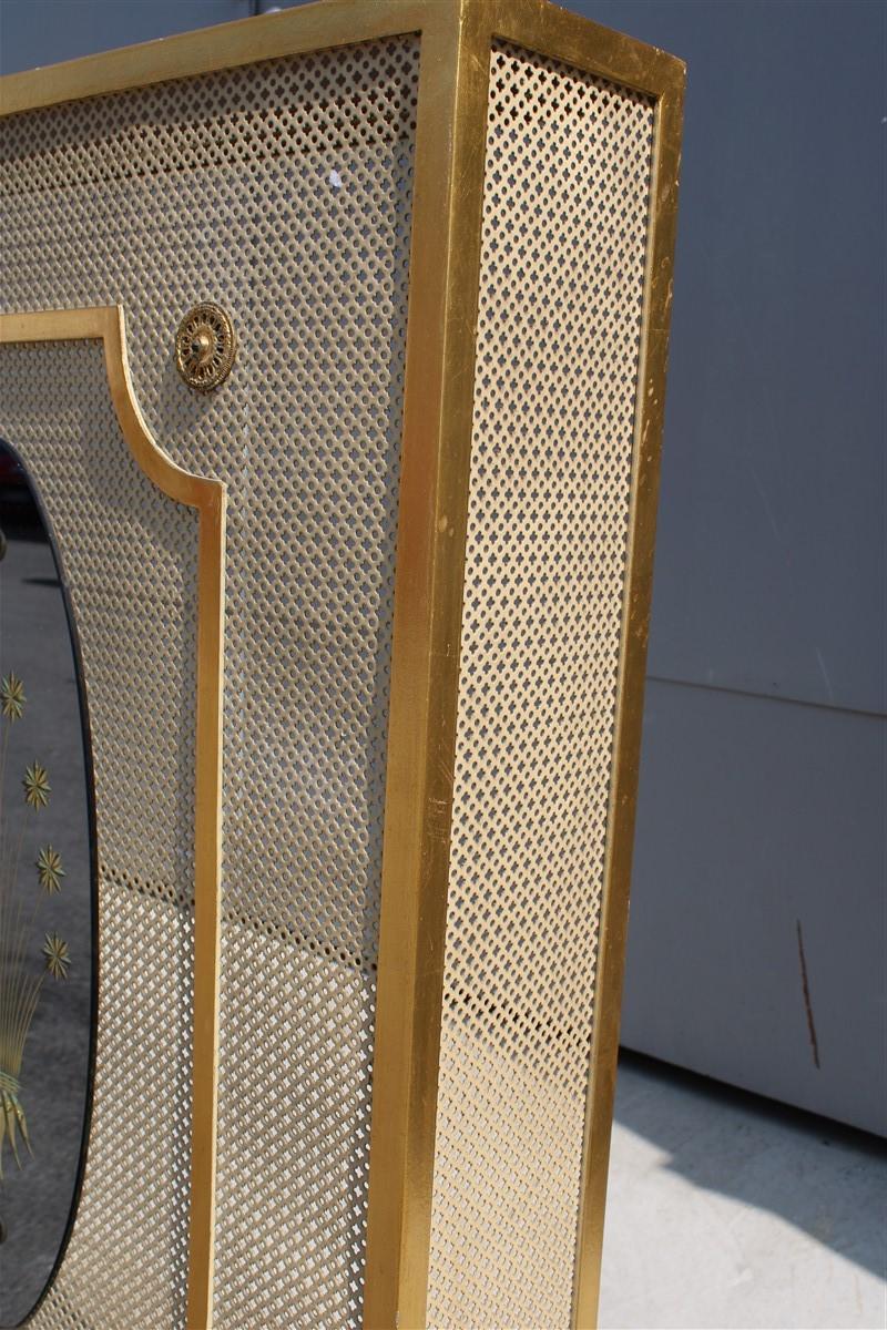 Italian Radiator Cover Midcentury in Perforated Iron Parts in Pure Gold, 1950s In Good Condition For Sale In Palermo, Sicily