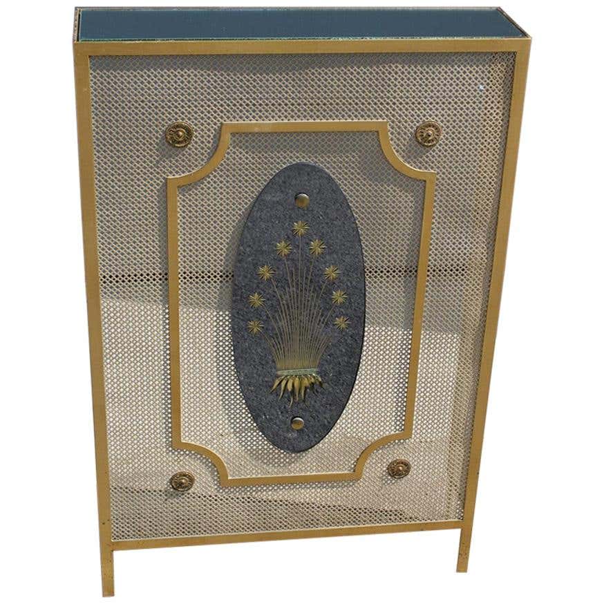 Italian Radiator Cover Midcentury in Perforated Iron Parts in Pure Gold ...