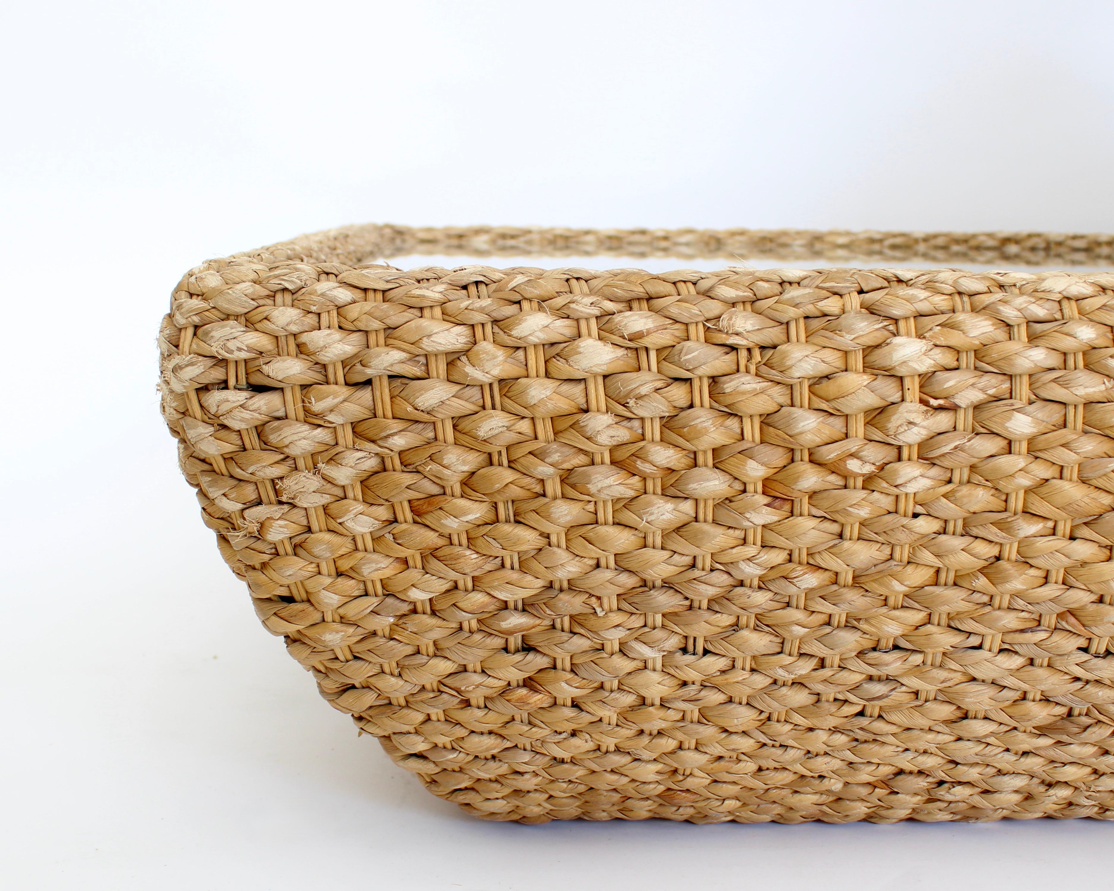 Italian Raffia and Glass Top Coffee Table Attributed to Bocacina c1970 For Sale 6