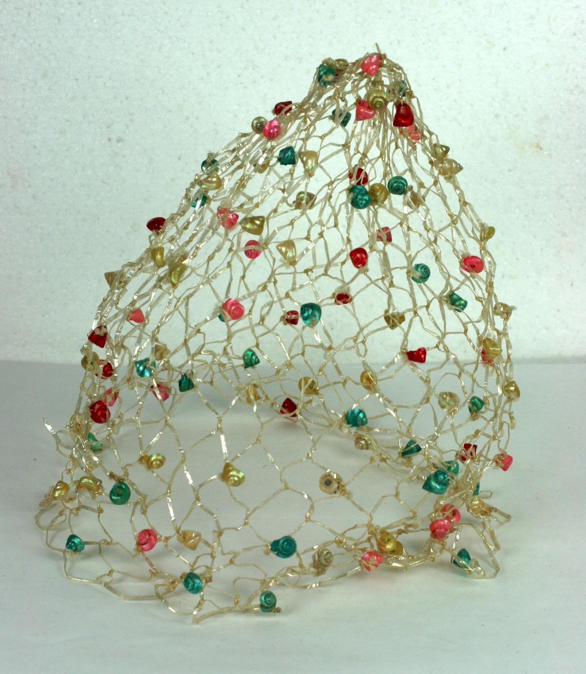 Italian Raffia Crochet and Sea Shell Beach Cap For Sale 1