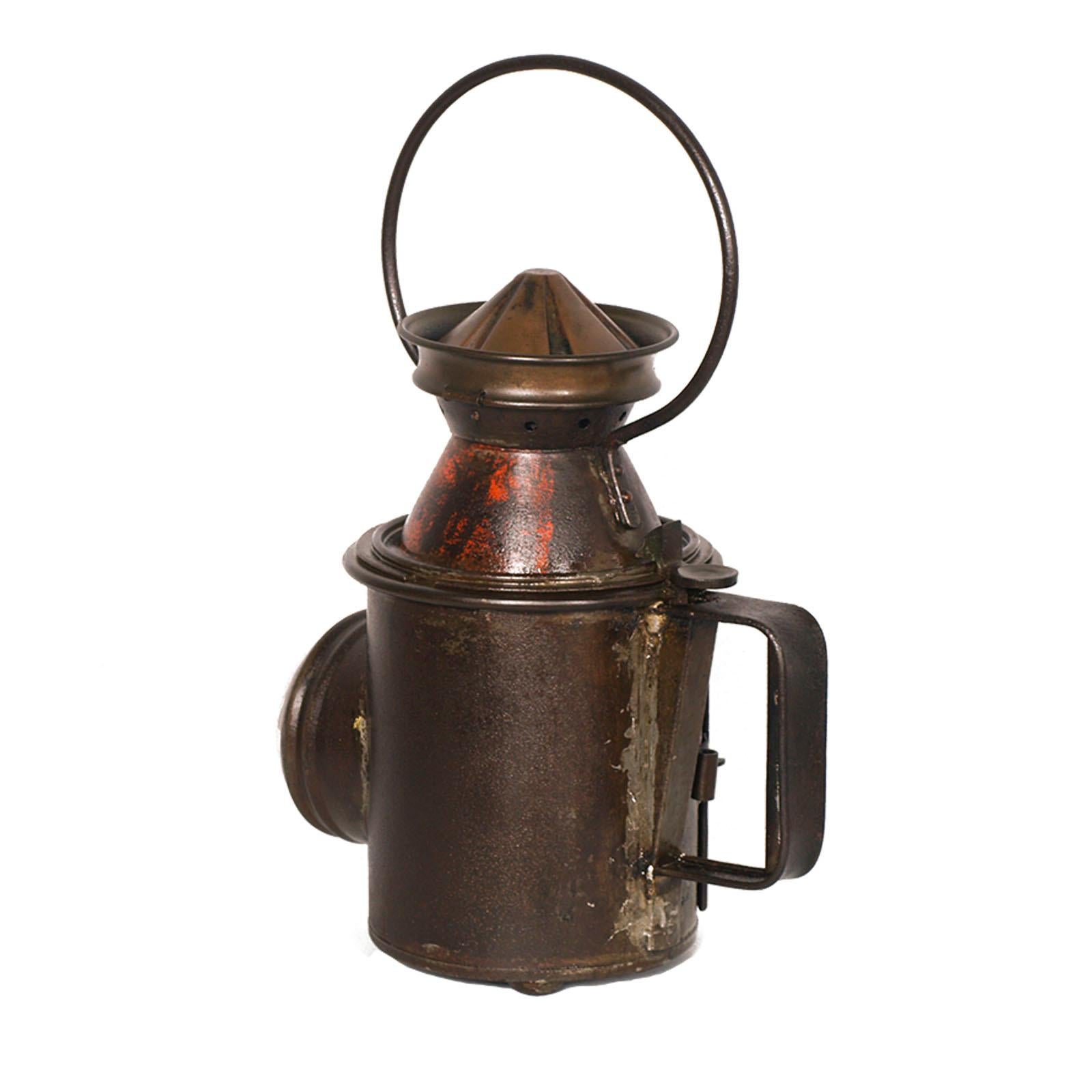 Industrial Italian Railway Manual Oil Lamp, 1920s Table Oil Lamp For Sale
