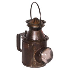 Antique Italian Railway Manual Oil Lamp, 1920s Table Oil Lamp