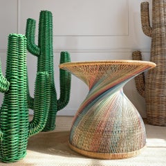 Italian Rainbow Rattan 'Emmanuelle' Peacock Coffee Table, 1970s