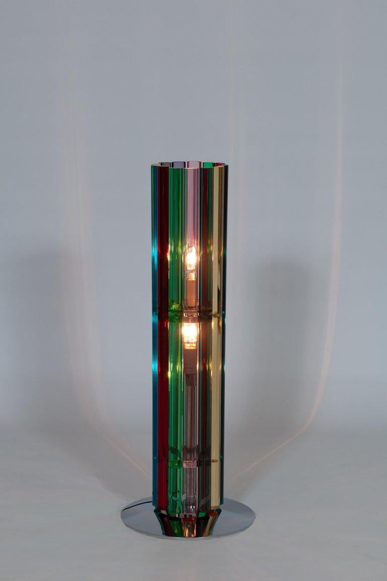 Mid-Century Modern Italian Rainbow Table Lamp and Floor Lamp in Blown Murano Glass, 1980, Venice For Sale