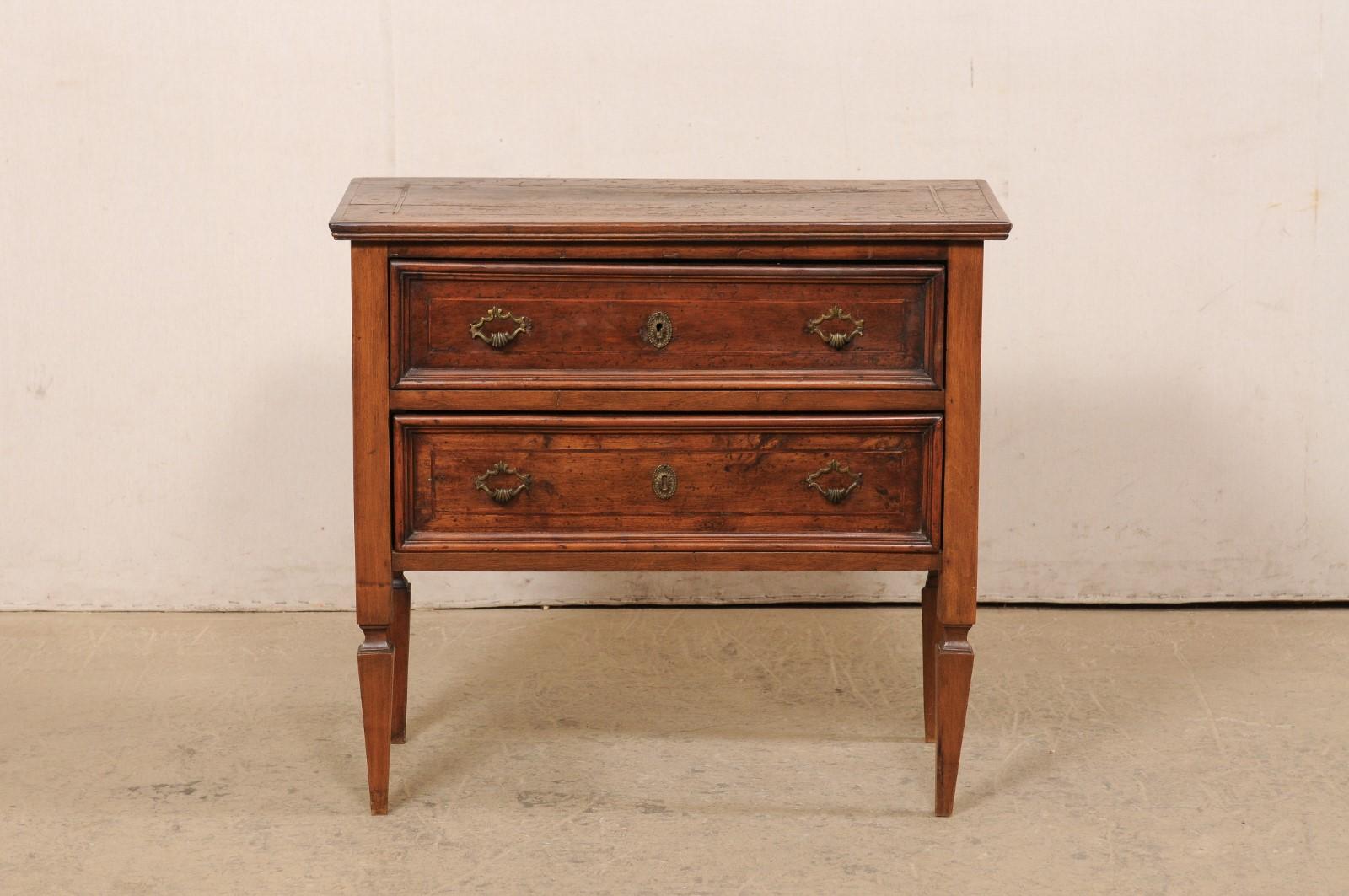 Italian Raised Two-Drawer Carved-Wood Chest w/Rococo Hardware, 19th C. For Sale 4
