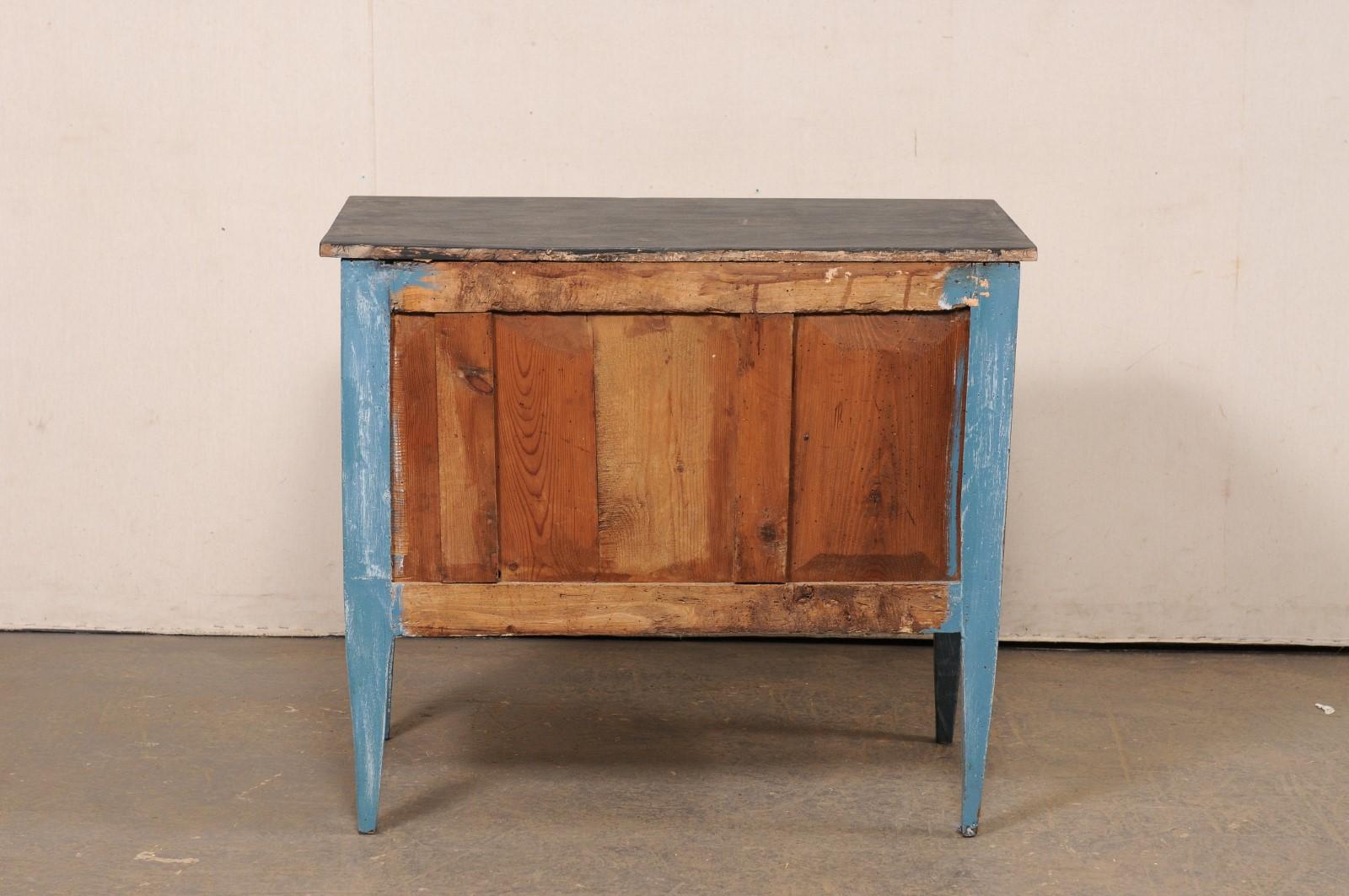 Italian Raised Two-Drawer Raised Chest in Custom Blue Finish w/Black Top For Sale 3