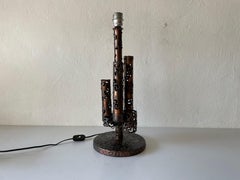 Italian Rare 4 Tubes Brutalist Design Heavy Table Lamp, 1960s, Italy