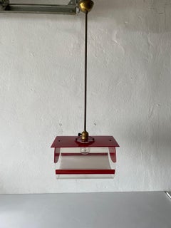 Italian Rare Red Plexiglass Pendant Lamp, 1970s, Italy