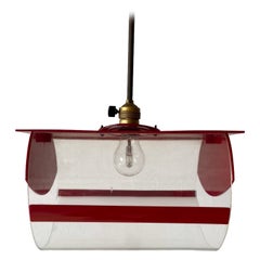Italian Rare Red Plexiglass Pendant Lamp, 1970s, Italy