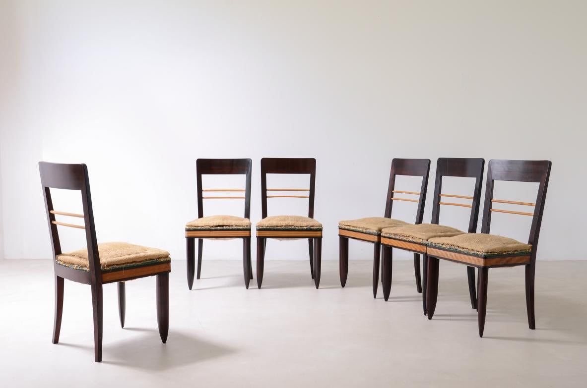 Bauhaus Sedie razionalismo italiano lucidate scure con fascia in acero biondo in vendita