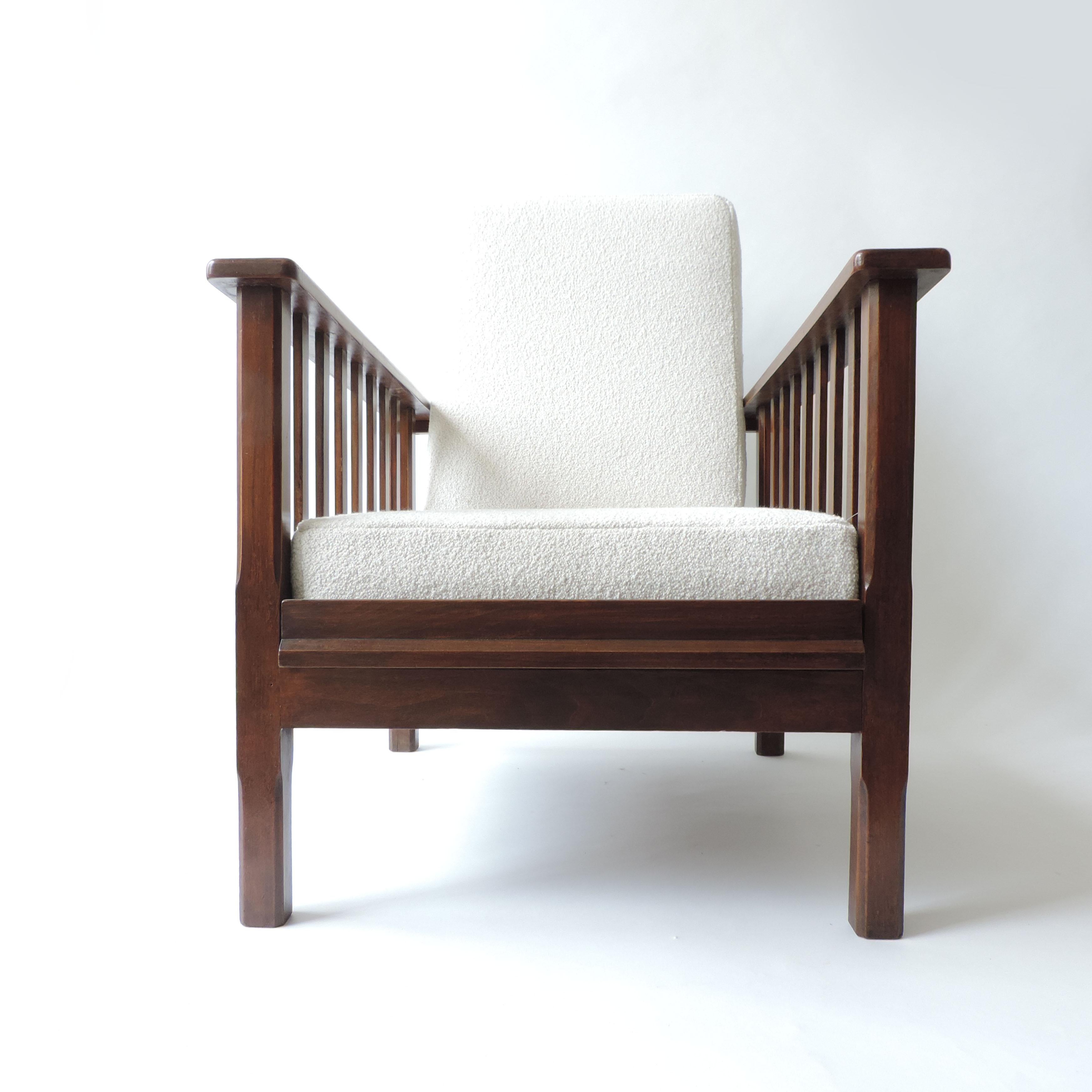Mid-20th Century Italian Rationalist Adjustable Wooden Lounge Chair, Italy 1940s For Sale