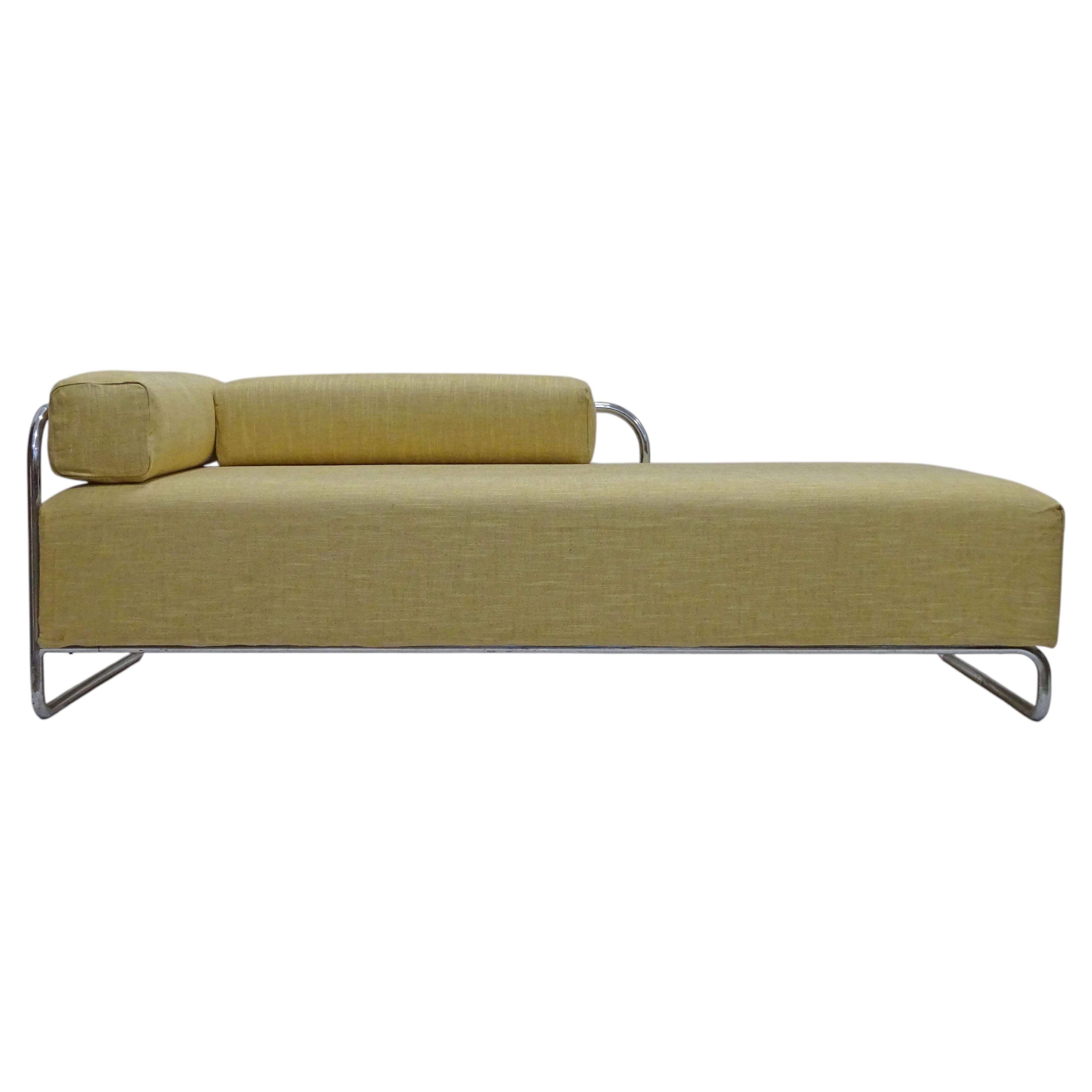 Italian Rationalist Chrome Tubular Daybed / Sofa by Columbus, 1930s