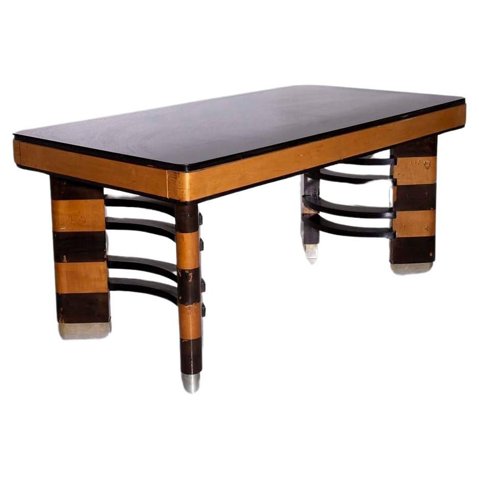 Italian rationalist dining table with metal elements  For Sale