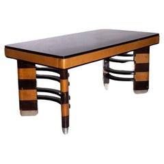 Italian rationalist dining table with metal elements 
