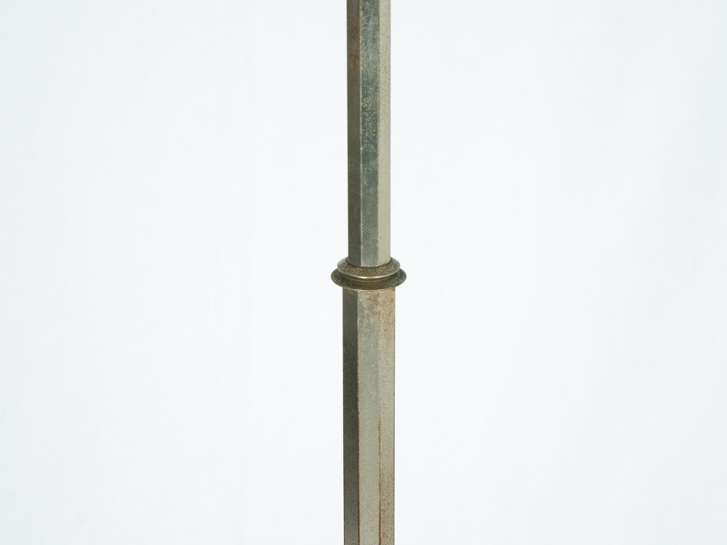Italian Rationalist Nickel Plated Metal & aluminum Luminator Floor Lamp, 1940s In Good Condition For Sale In Varese, Lombardia