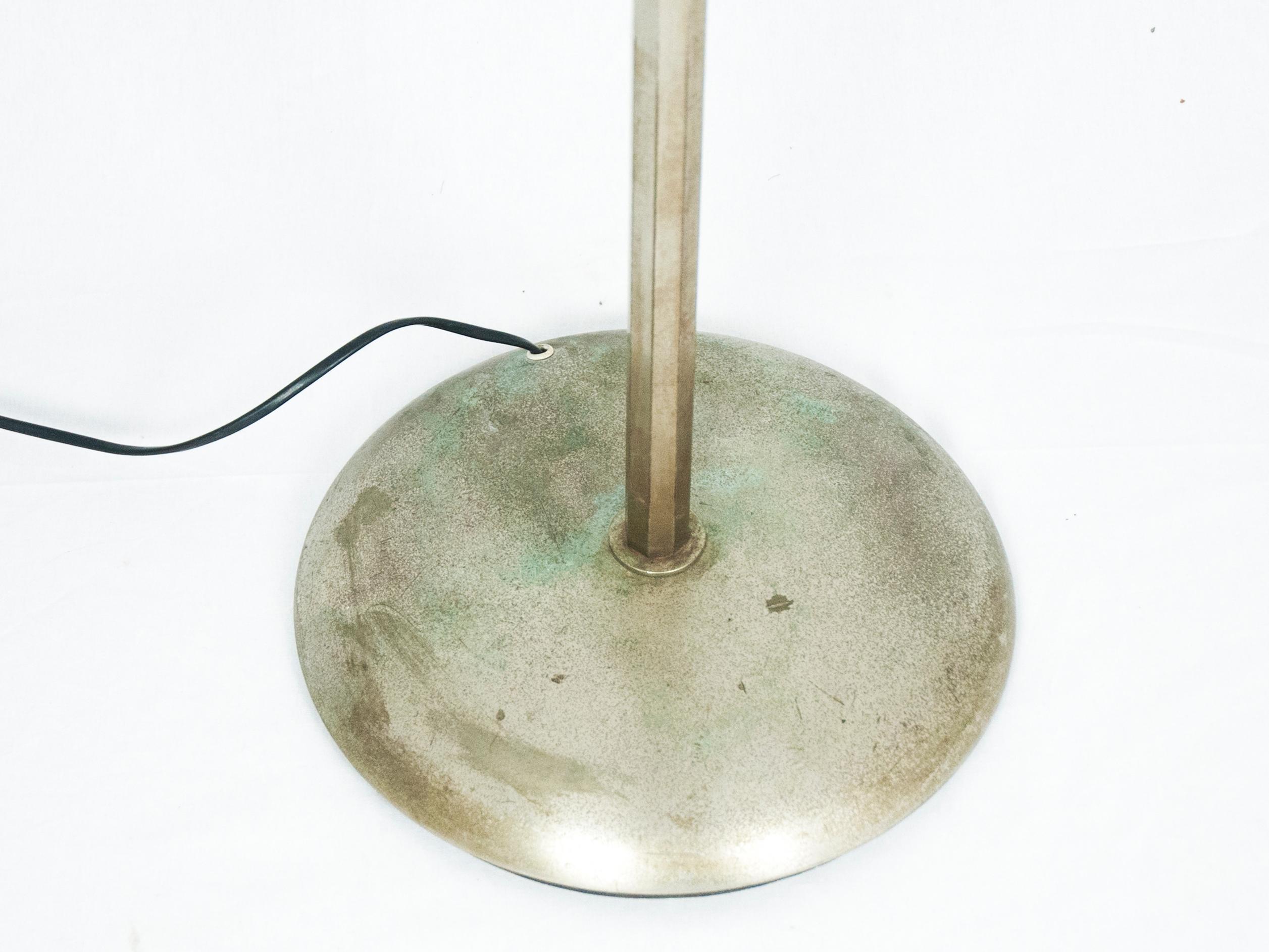 Aluminum Italian Rationalist Nickel Plated Metal & aluminum Luminator Floor Lamp, 1940s For Sale