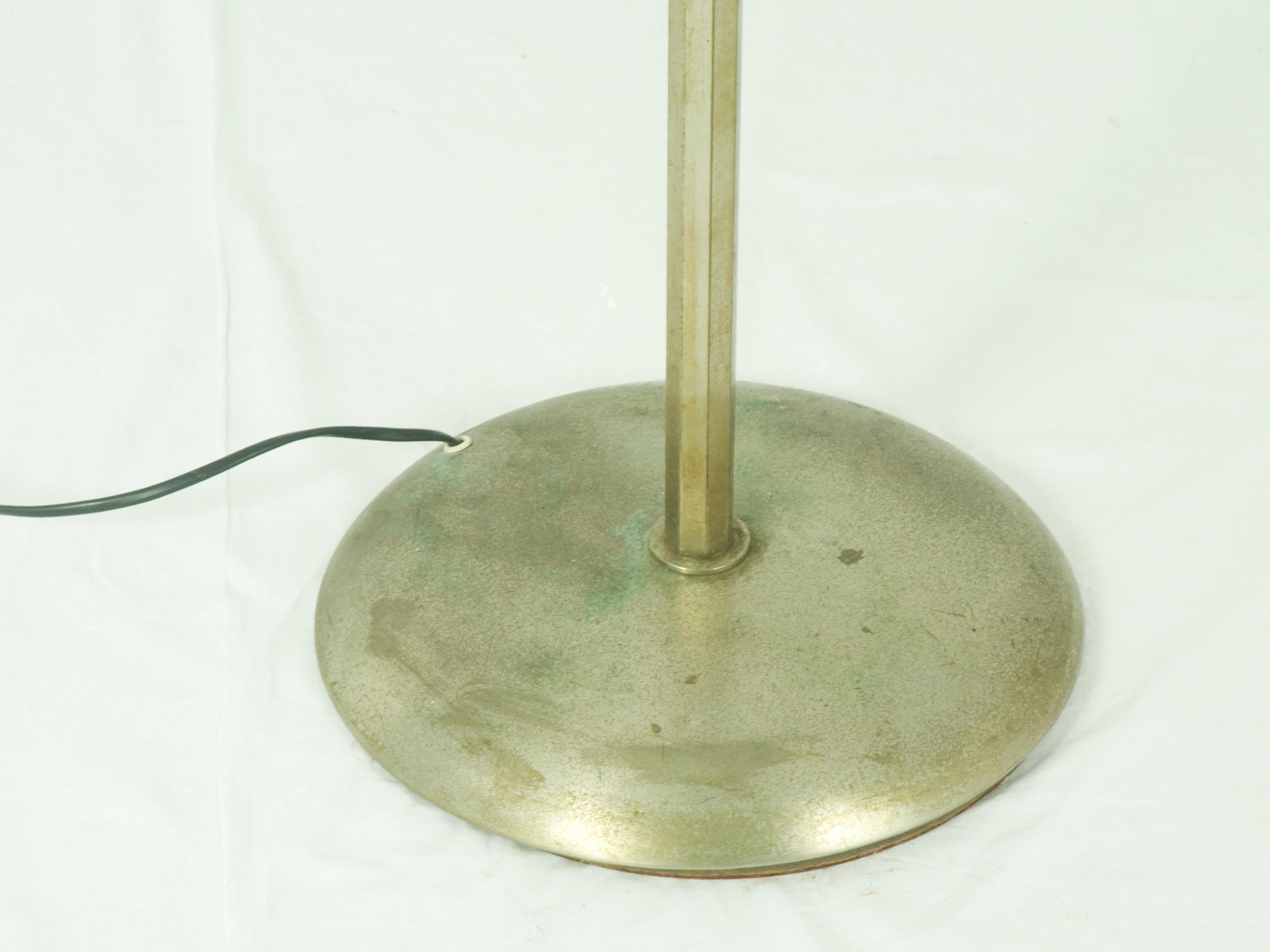 Italian Rationalist Nickel Plated Metal & aluminum Luminator Floor Lamp, 1940s For Sale 1