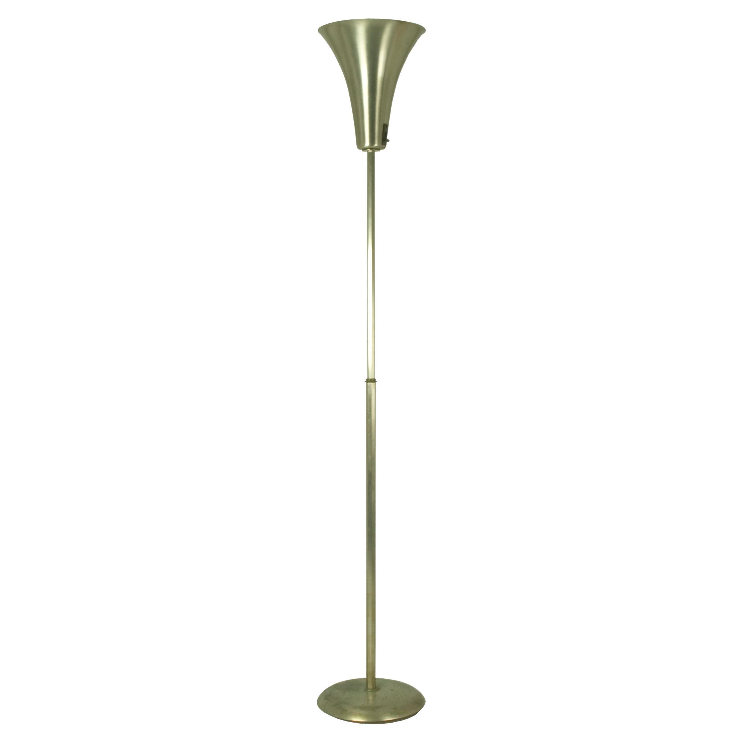 Italian Rationalist Nickel Plated Metal & aluminum Luminator Floor Lamp, 1940s For Sale