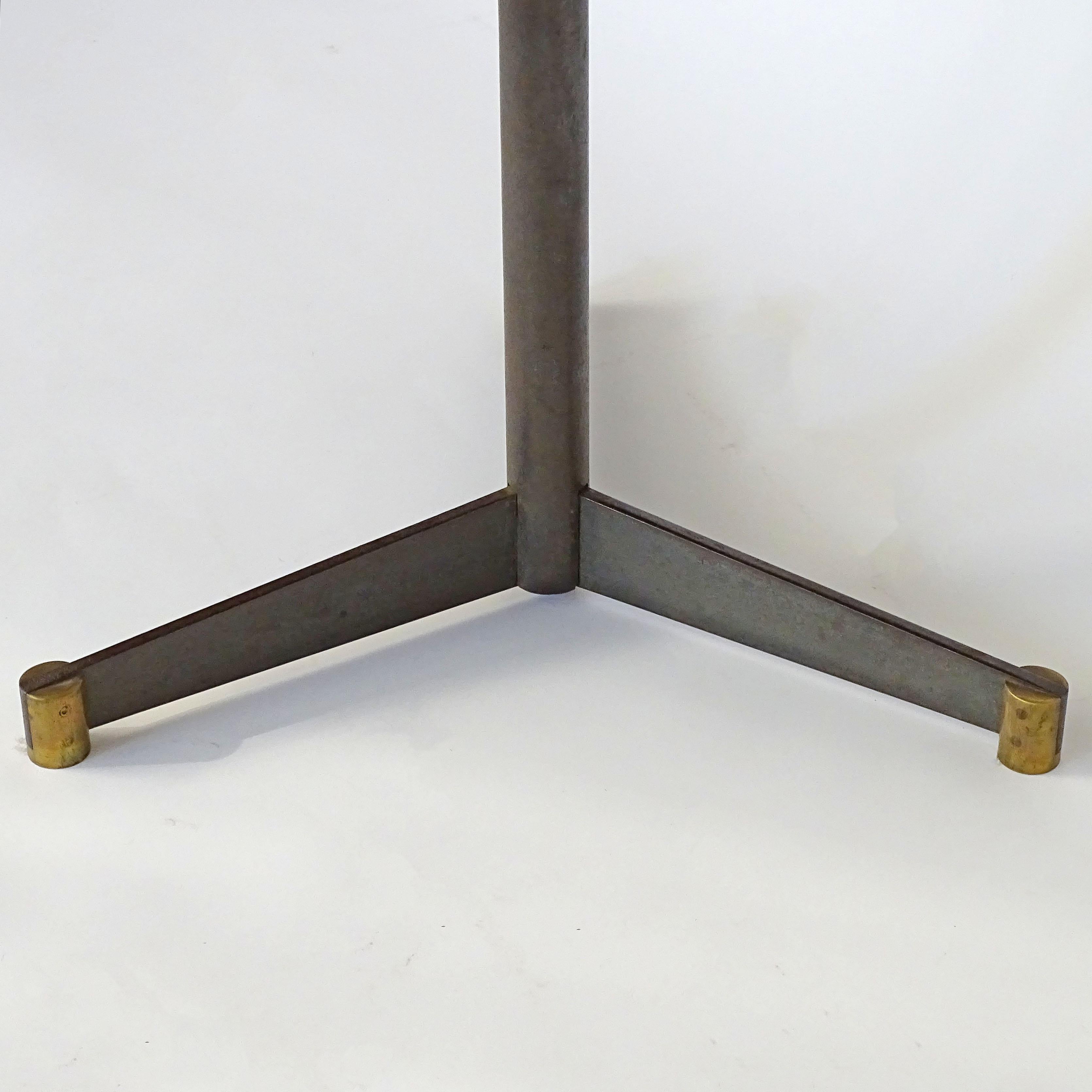 Italian Rationalist round dining table in Brass, Iron and Slate  1