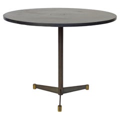 Italian Rationalist round dining table in Brass, Iron and Slate 