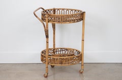 Italian Rattan and Bamboo Bar Cart