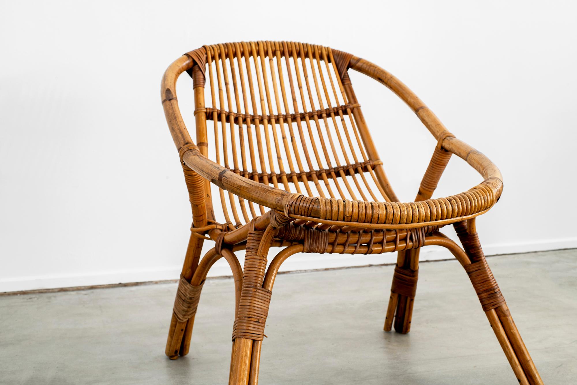 Italian Rattan and Bamboo Chairs In Good Condition In Beverly Hills, CA