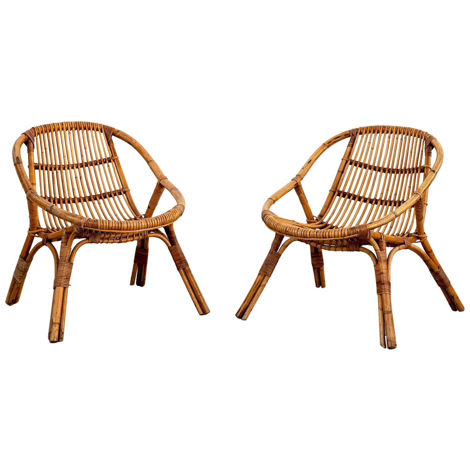 Italian Rattan and Bamboo Chairs