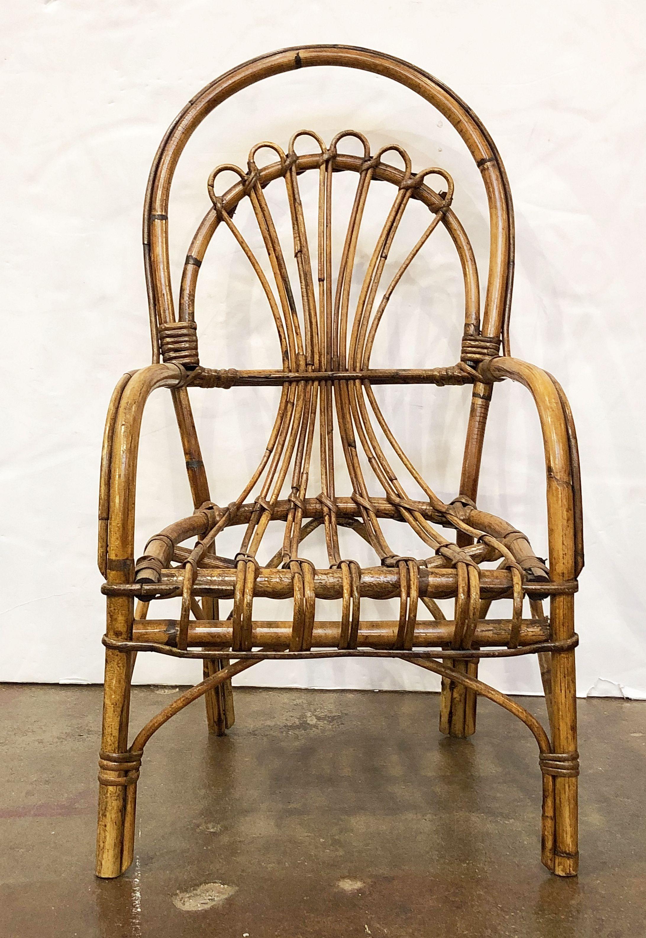 Mid-Century Modern Italian Rattan and Bamboo Children's Chairs 'Individually Priced'