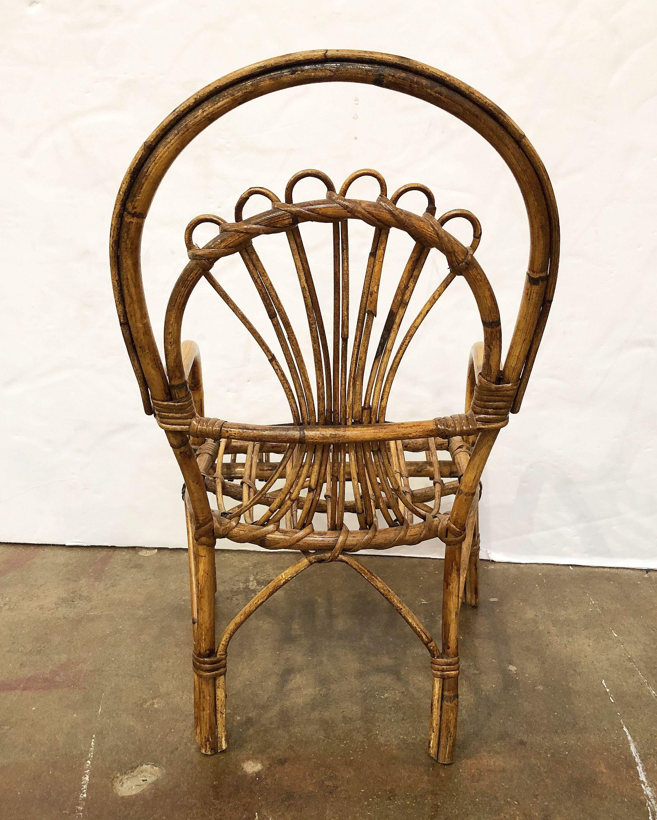 20th Century Italian Rattan and Bamboo Children's Chairs 'Individually Priced'