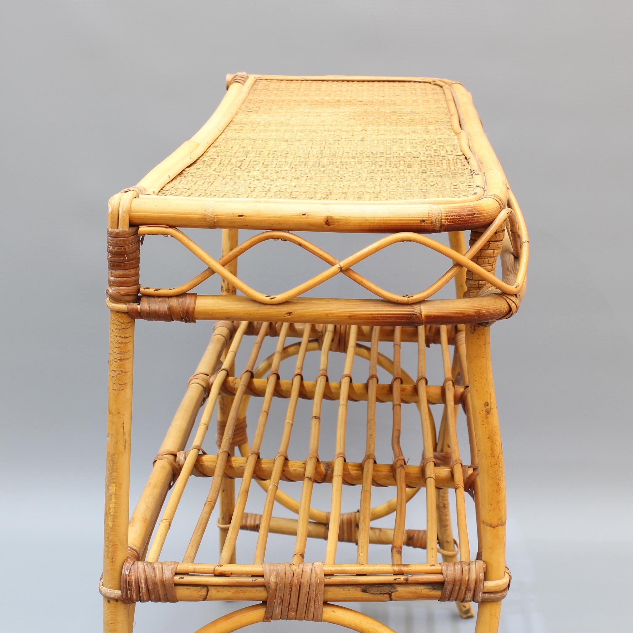 Italian Rattan and Bamboo Console Table, circa 1960s 3
