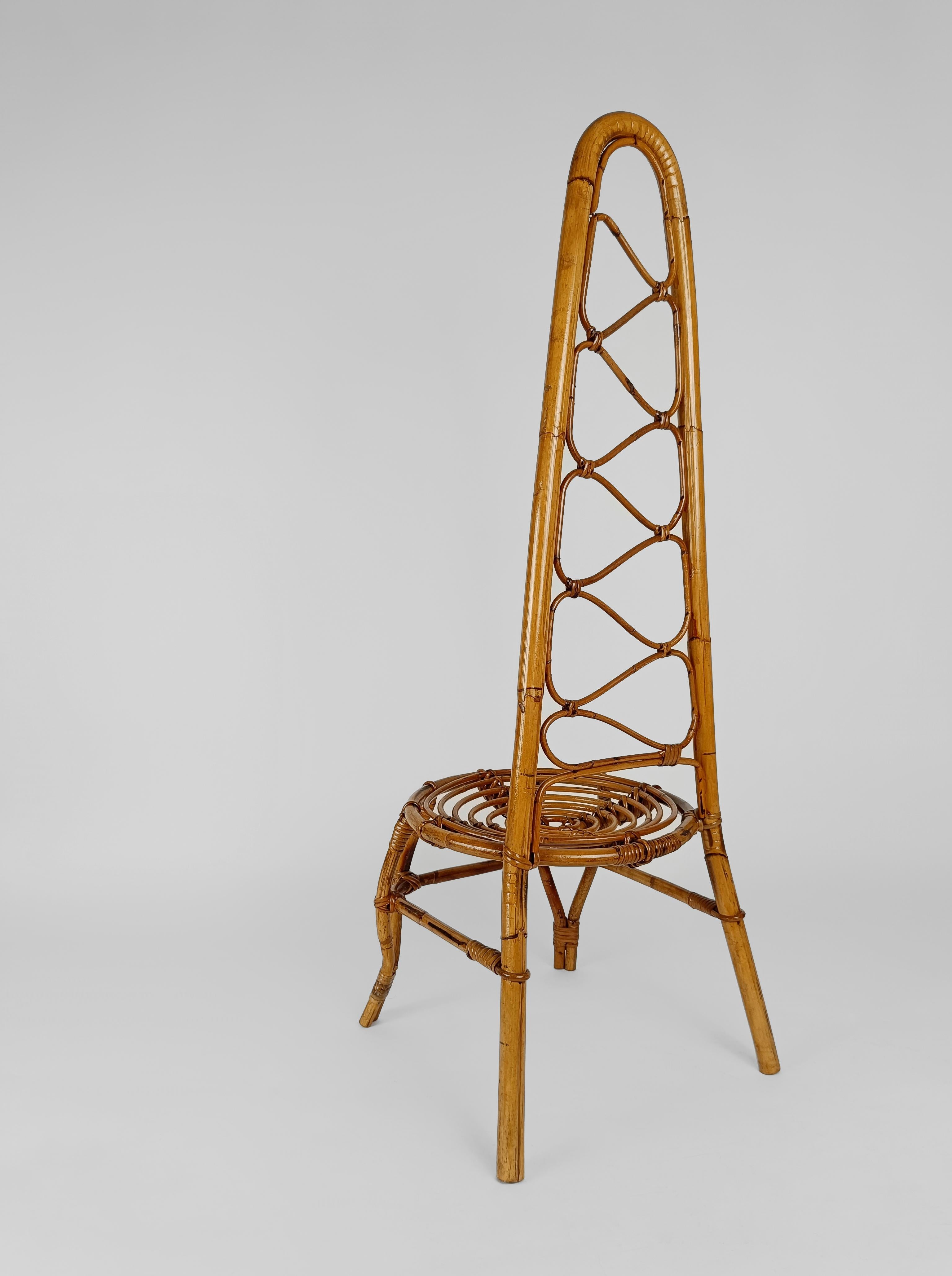 Italian Rattan and Bamboo High Back Chair attributable to Vittorio Bonacina 1960 7