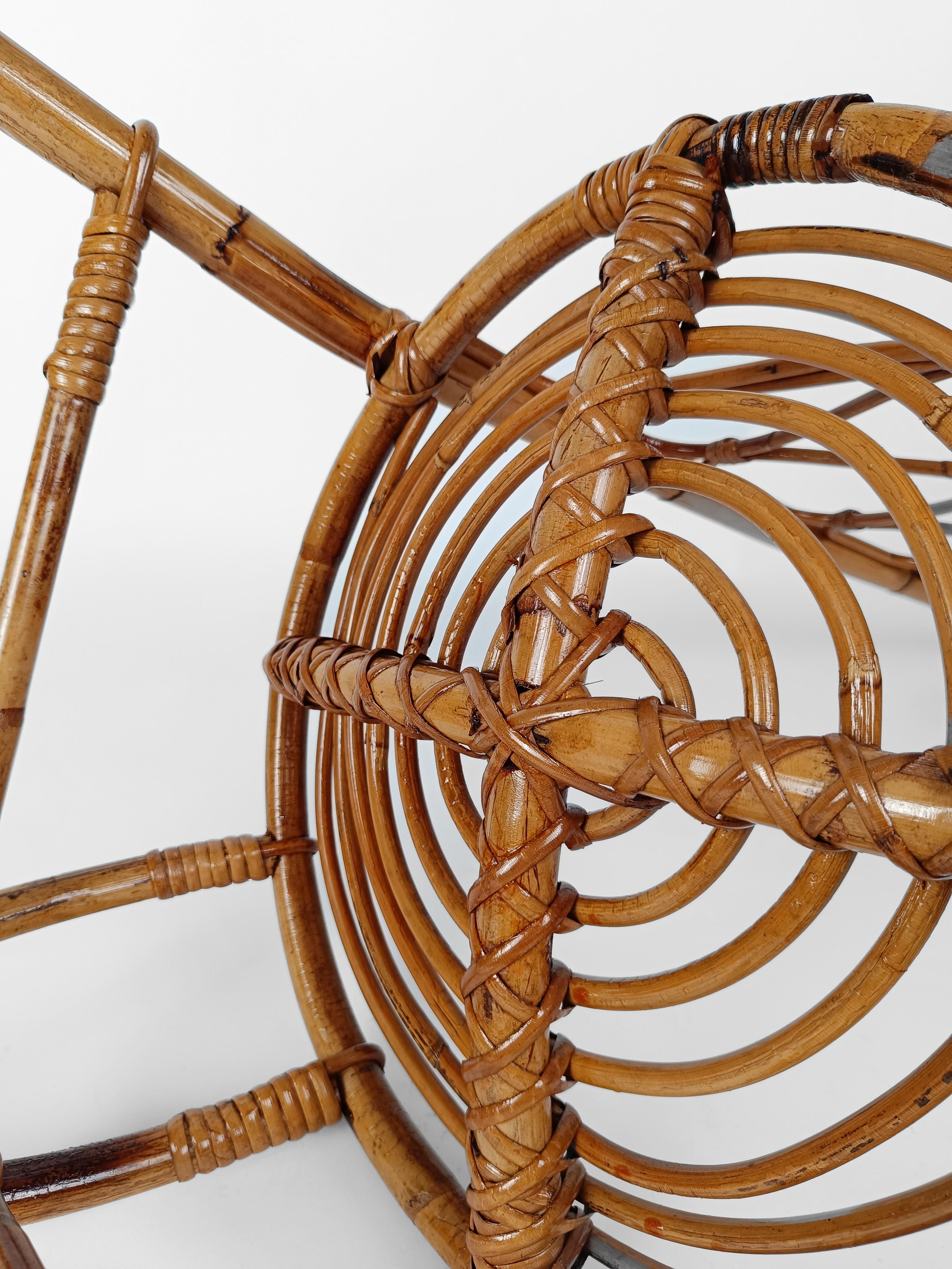 Italian Rattan and Bamboo High Back Chair attributable to Vittorio Bonacina 1960 8
