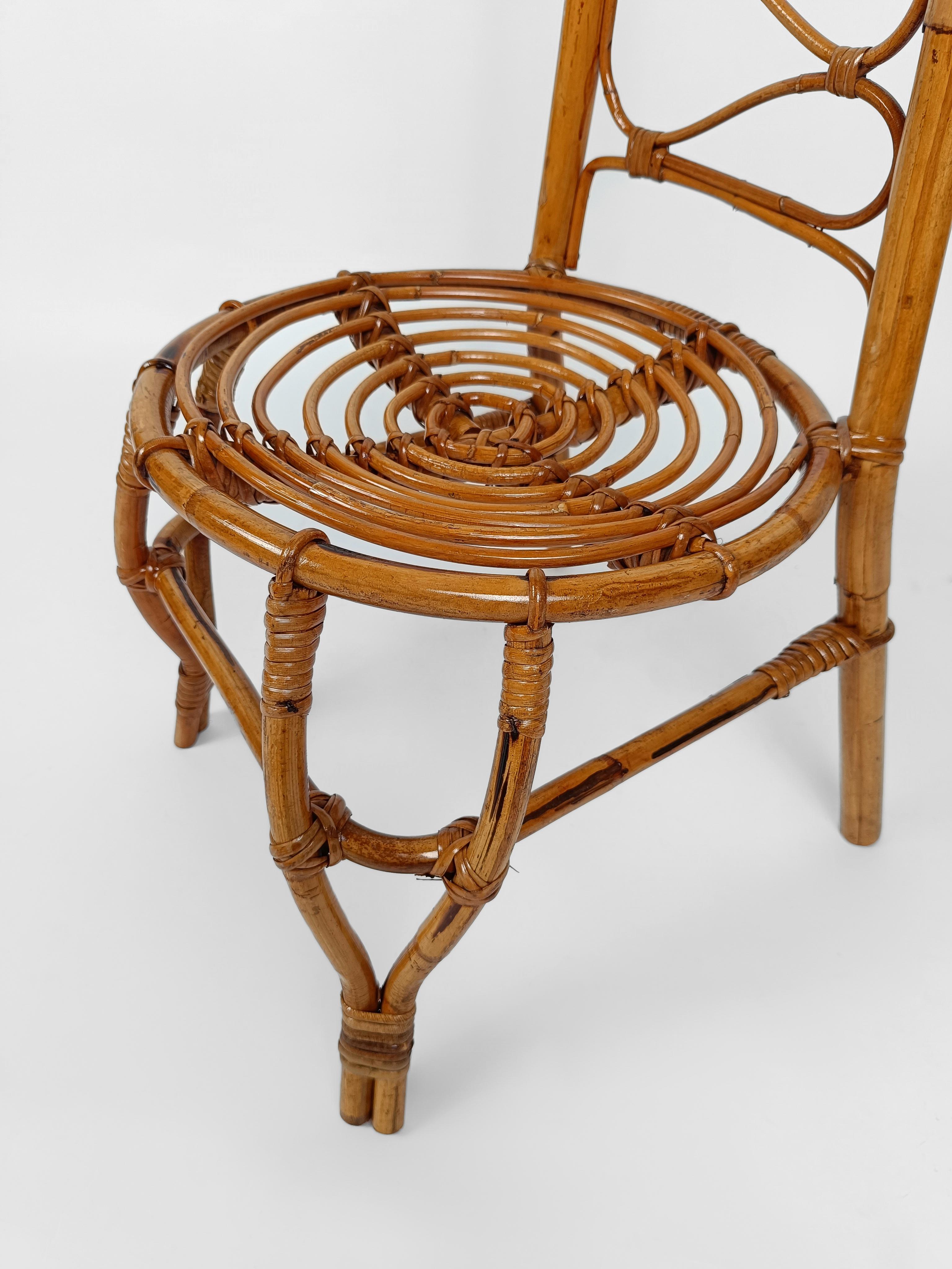 Italian Rattan and Bamboo High Back Chair attributable to Vittorio Bonacina 1960 1