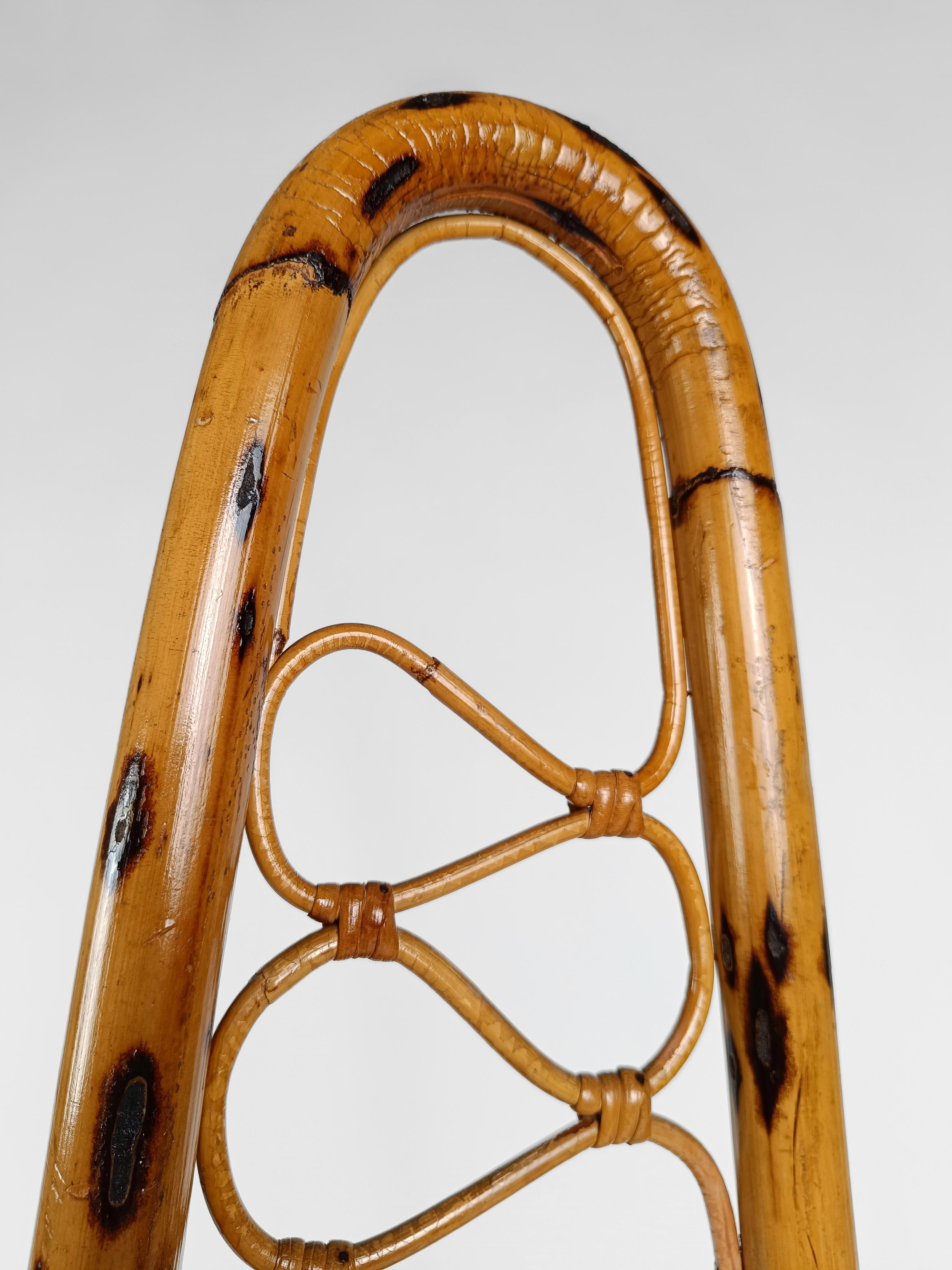 Italian Rattan and Bamboo High Back Chair attributable to Vittorio Bonacina 1960 5