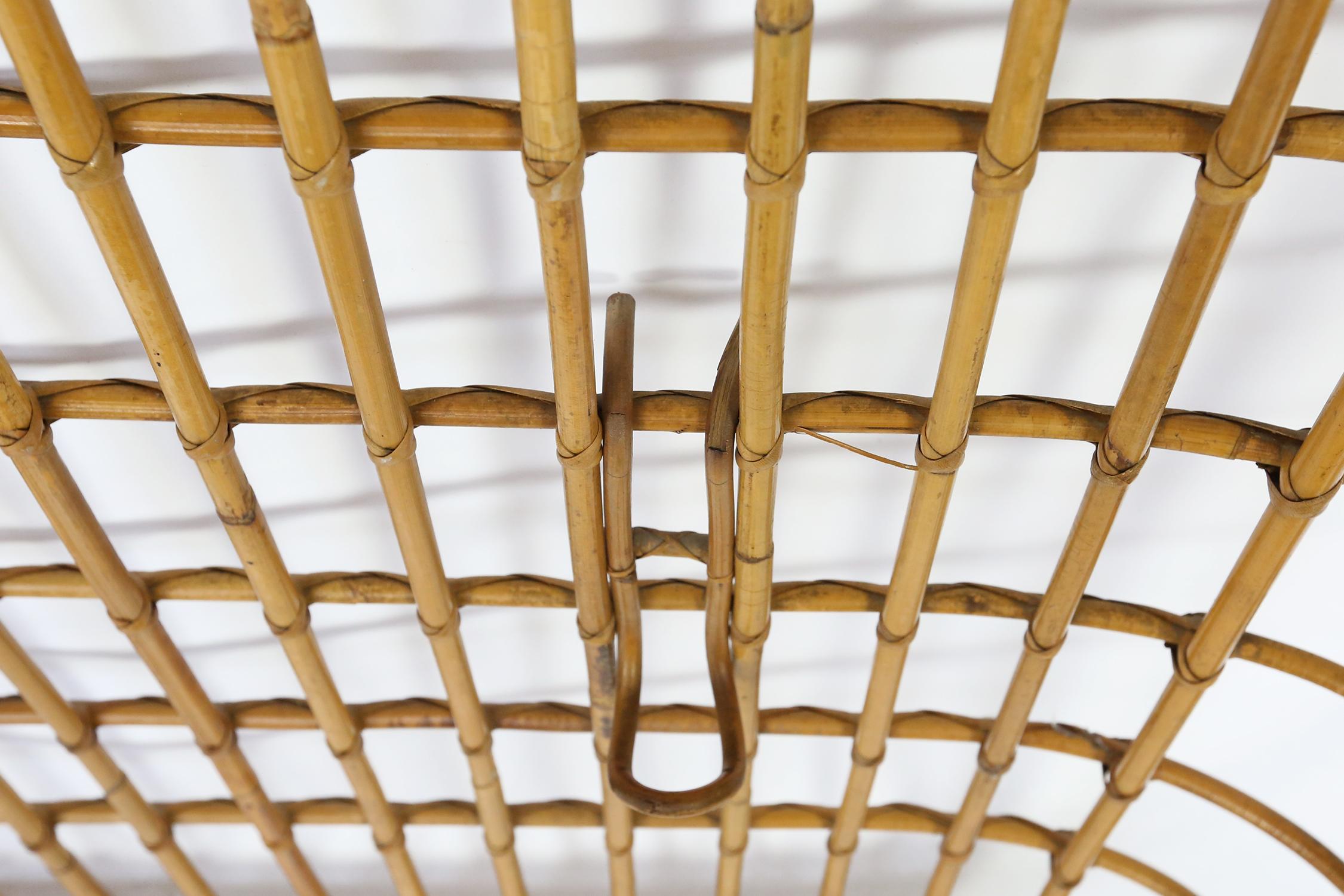 Mid-20th Century Italian Rattan and Bamboo Wall Hanging Coat Hanger by Olaf von Bohr, 1960s