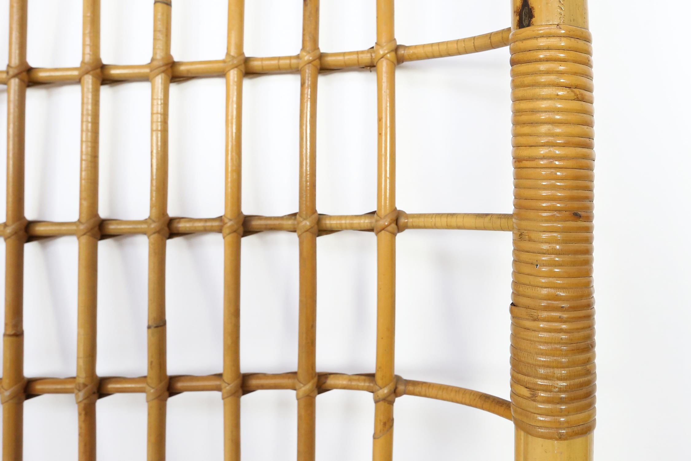Italian Rattan and Bamboo Wall Hanging Coat Hanger by Olaf von Bohr, 1960s 4