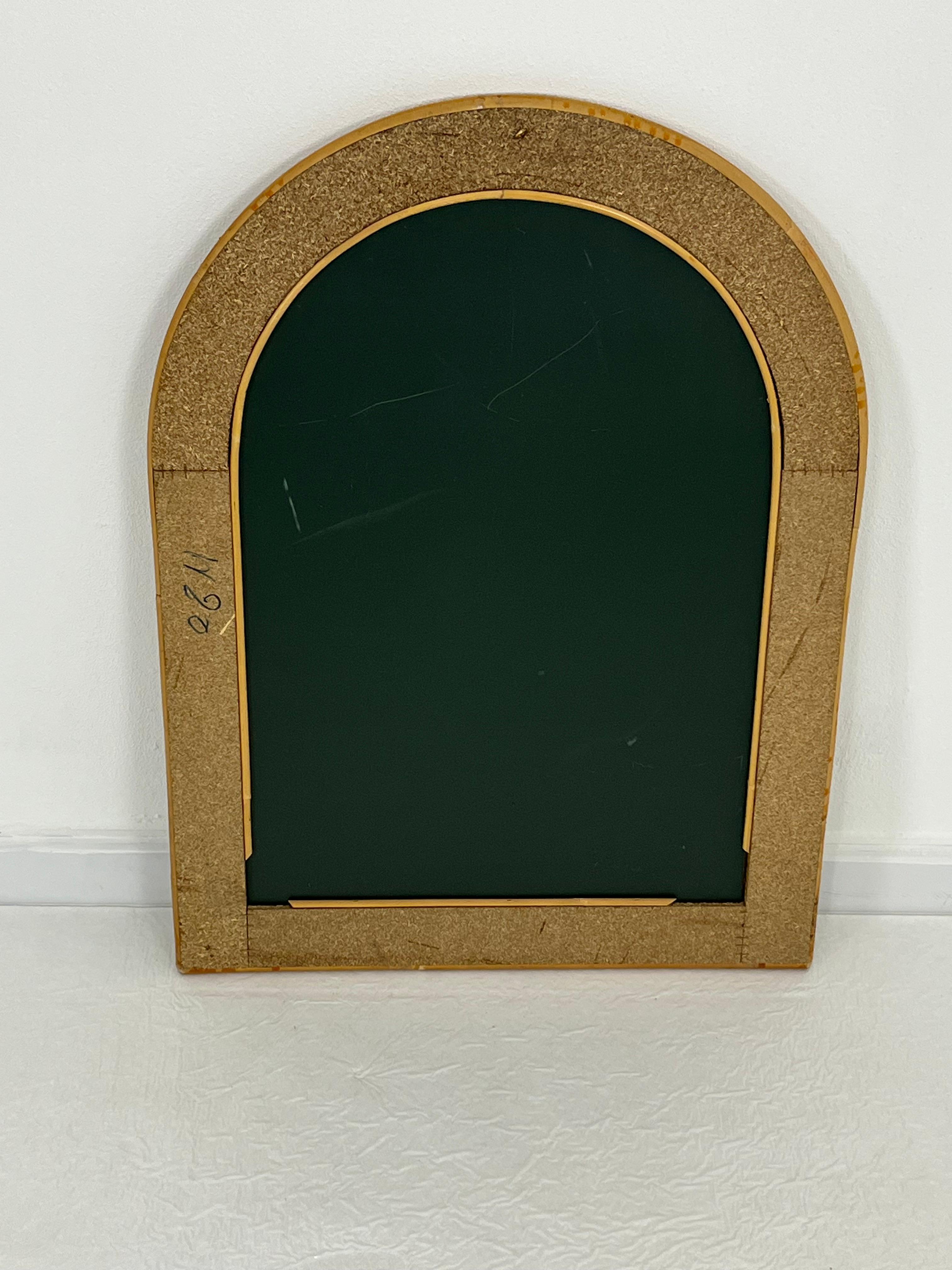 Bambù Specchio da parete italiano in rattan e bambù, anni '80 in vendita