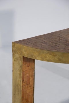 Italian rattan and brass console table