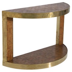 Italian rattan and brass console table