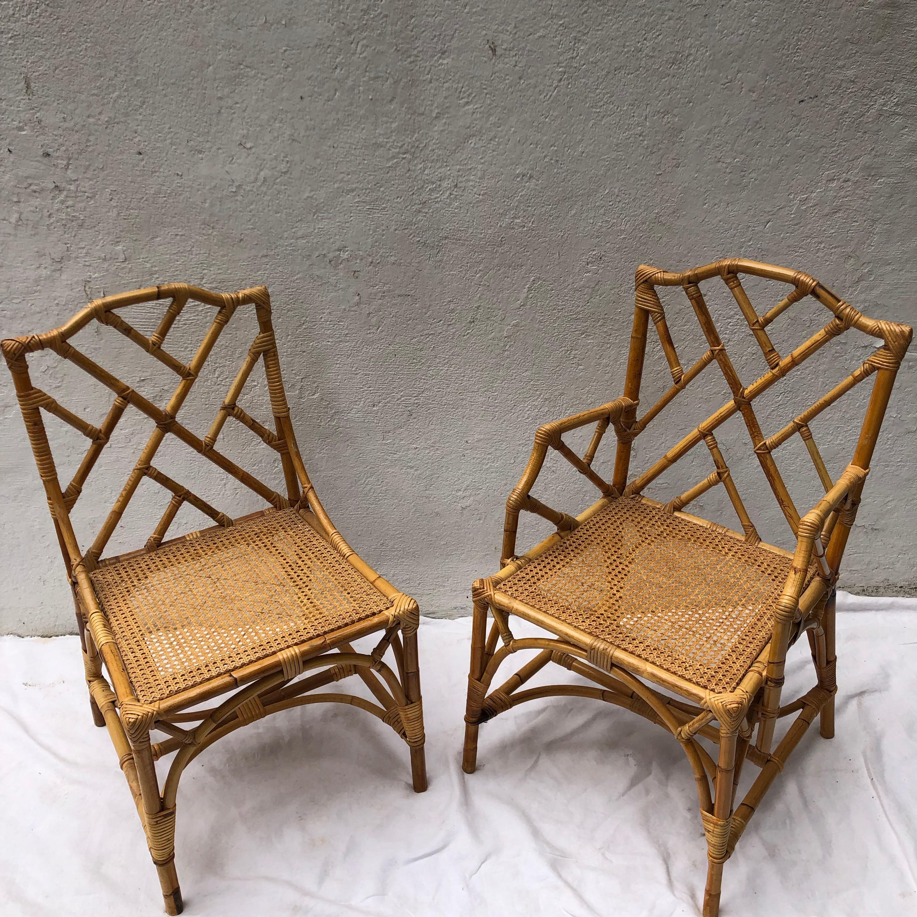 Italian Rattan and Cane Dining Set by Dal Vera 3