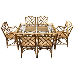 Italian Rattan and Cane Dining Set by Dal Vera