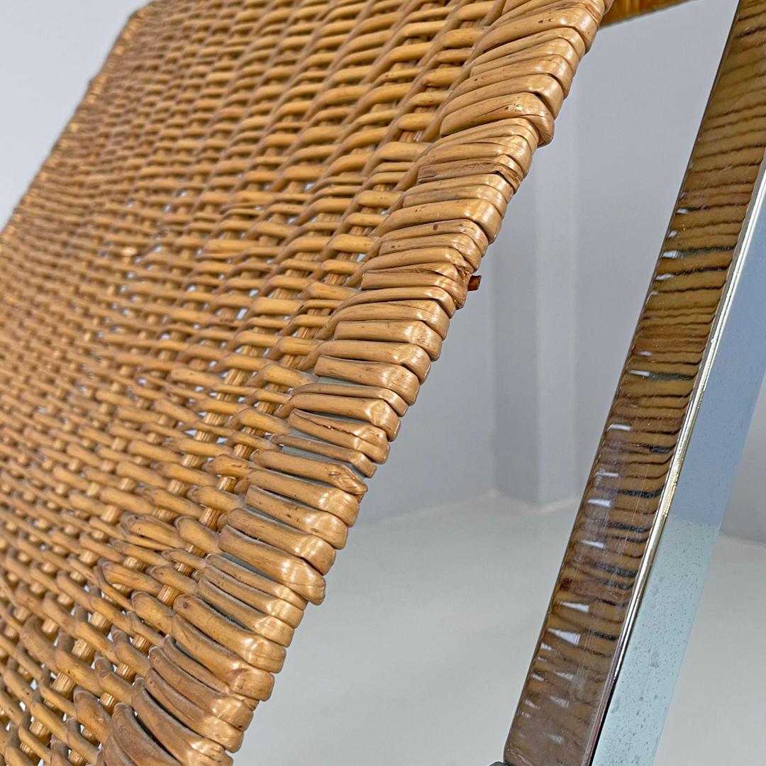 Italian rattan and chromed metal armchair by Lyda Levi, 1970s For Sale 7