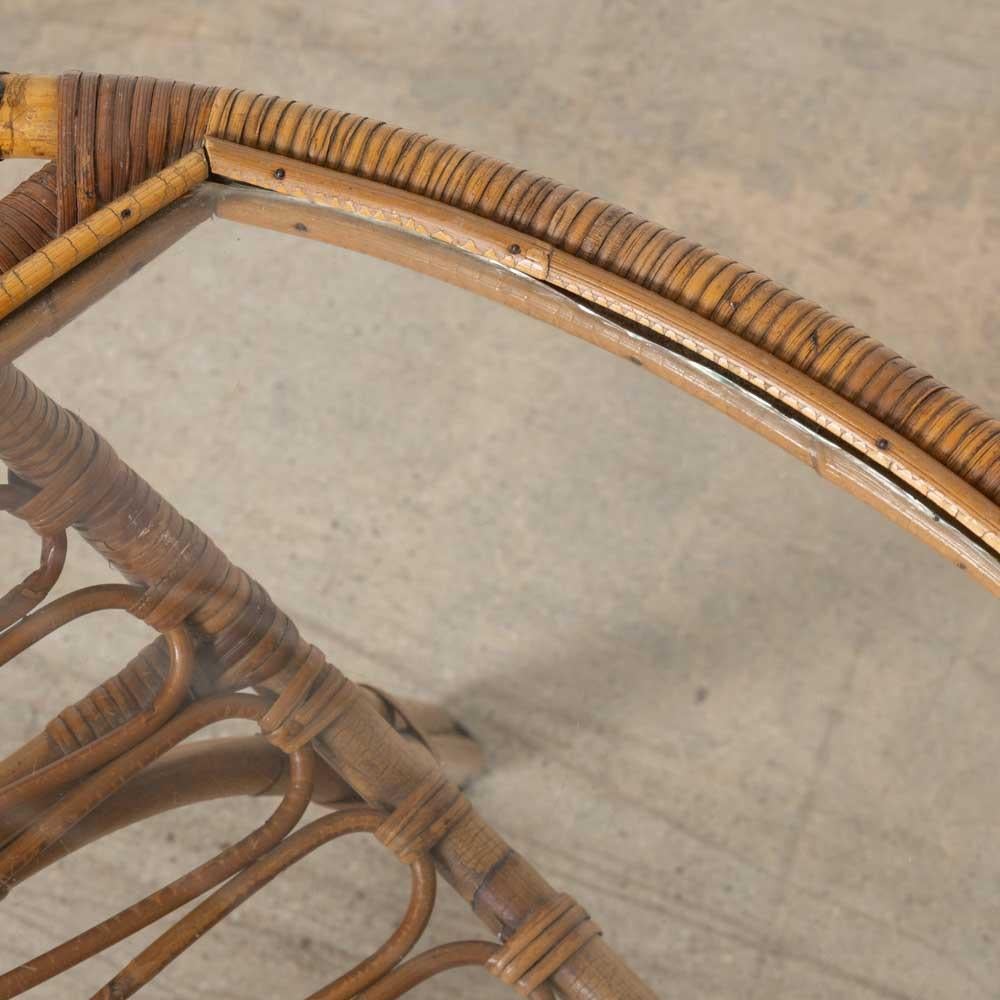 Italian Rattan and Glass Gueridon Table For Sale 9