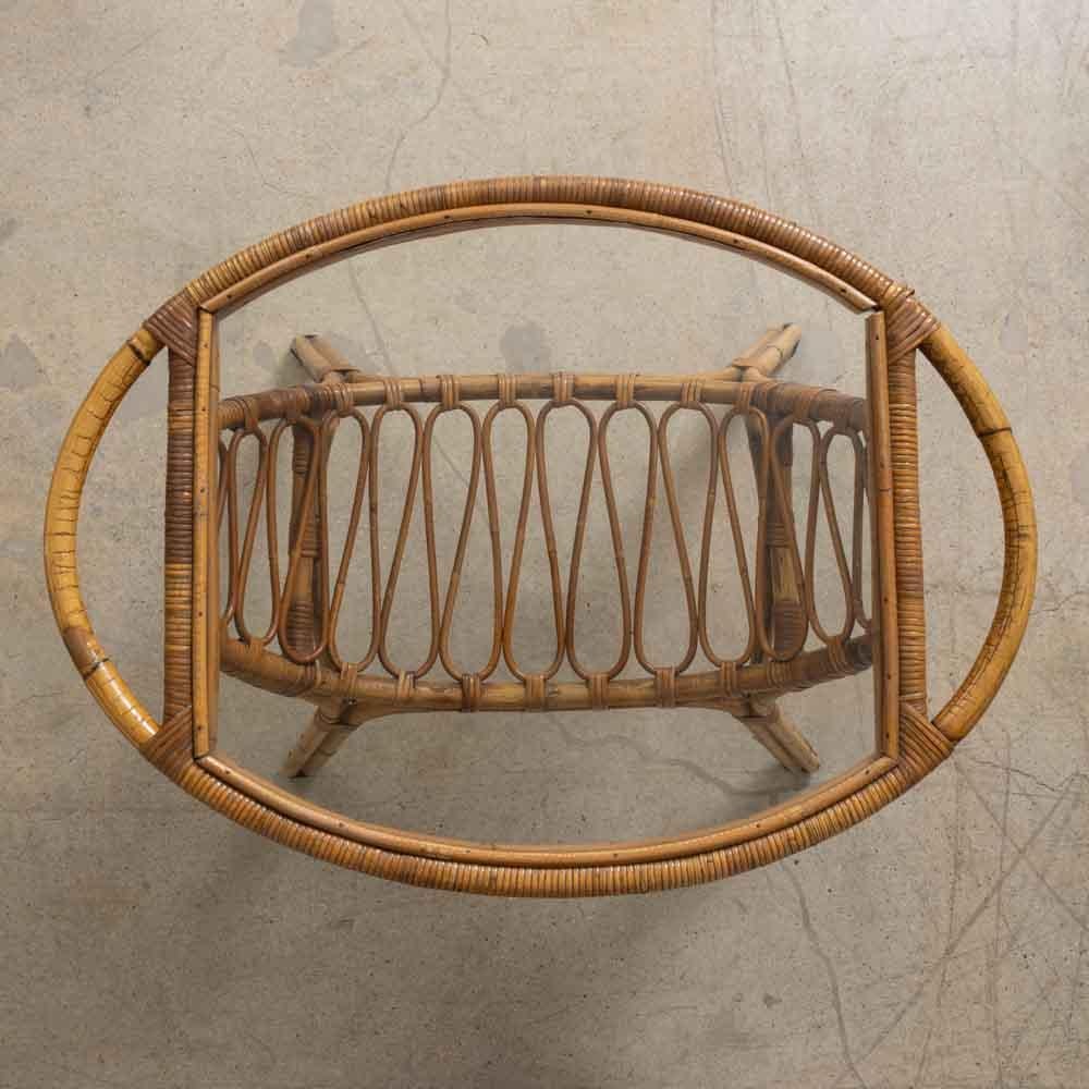 Italian Rattan and Glass Gueridon Table For Sale 5