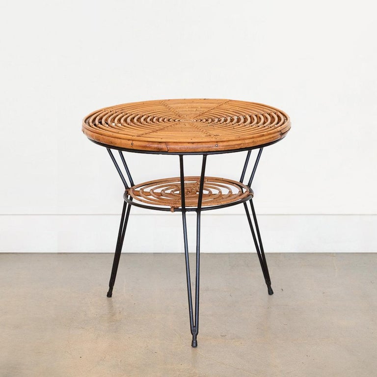 Italian Rattan and Iron Table For Sale at 1stDibs