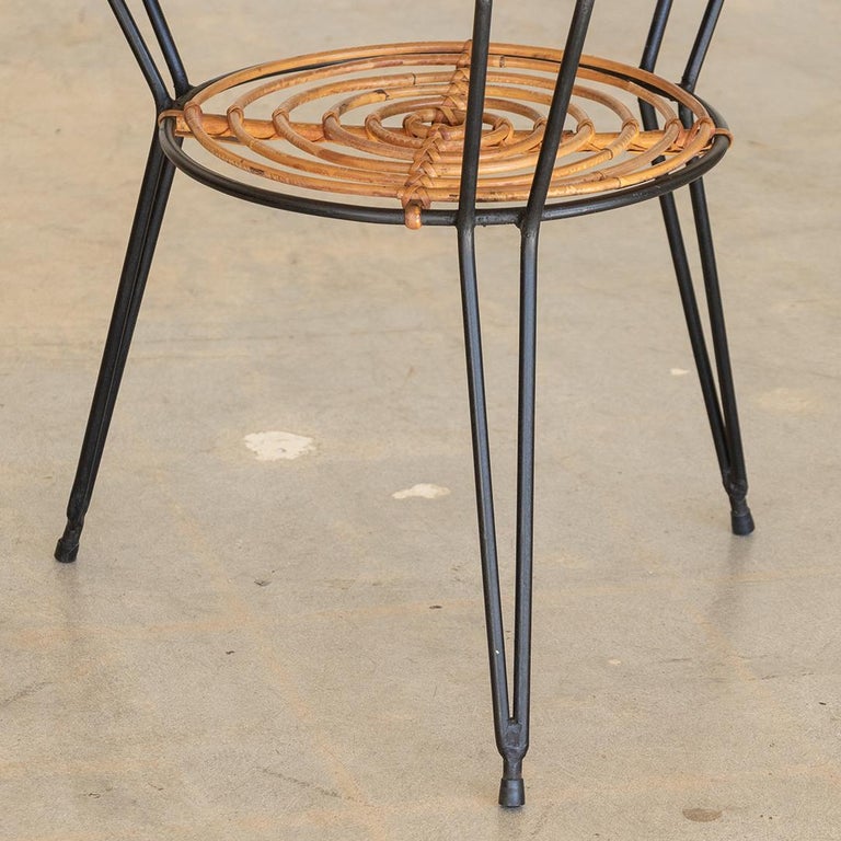 Italian Rattan and Iron Table For Sale at 1stDibs