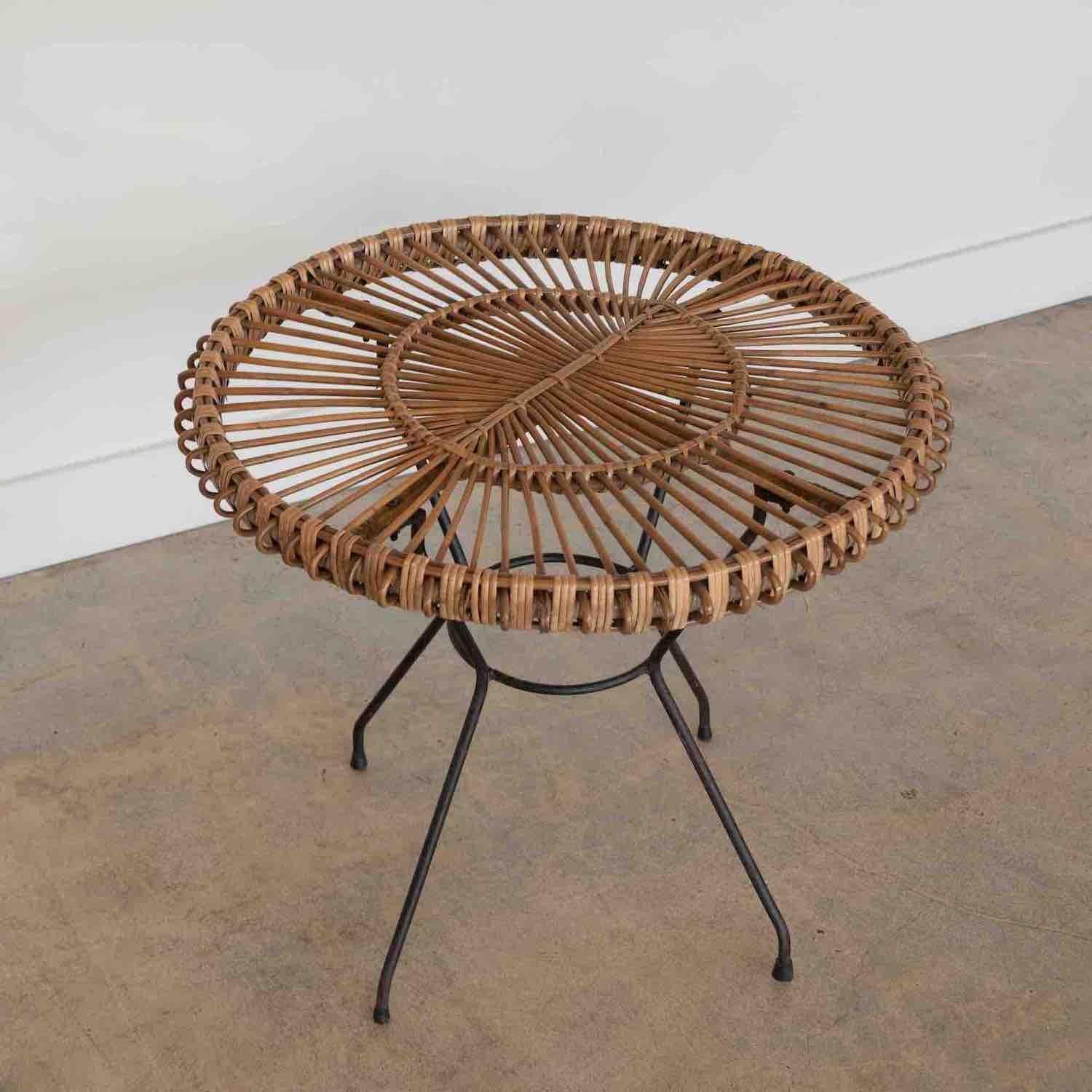 Italian Rattan and Iron Table For Sale 3